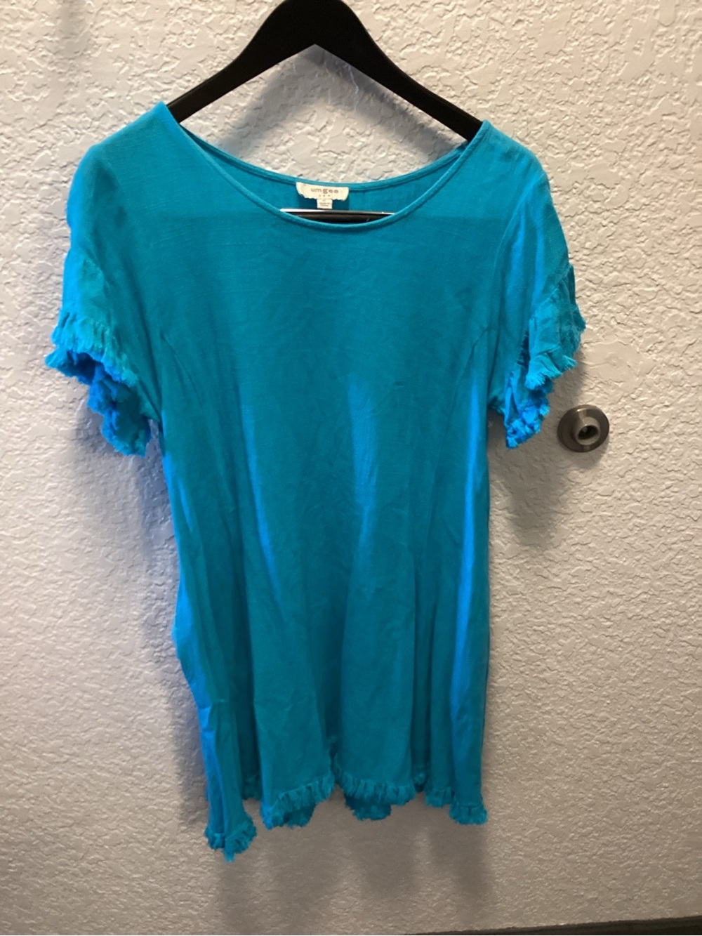Umgee Turquoise Ruffle Sleeve Mini Dress